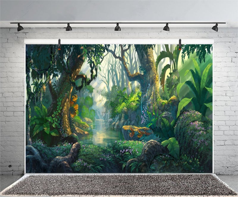 Yeele 9x6ft Fairy Tales Backdrop for Photography Fantasy Fairyland Tropical Virgin Forest Jungle Sunlight Flowers Background Kids Birthday Party Photo Booth Shoot Vinyl Studio Props - Image 4